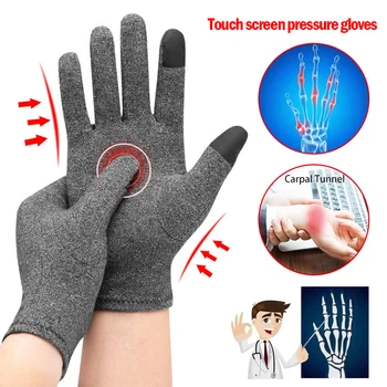 1 пара компрессионных перчаток при артрите, женские Мужские Перчатки для снятия боли в суставах, перчатки для рук, терапевтический браслет, перчатки, Компрессионные перчатки Изображение
