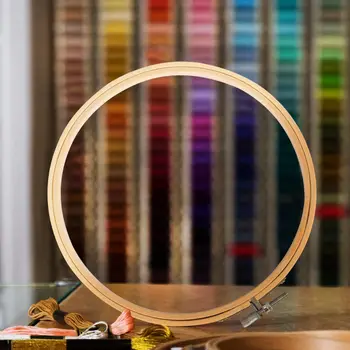 12 Штук 7-дюймовых деревянных пялец для вышивания, объемный бамбуковый круг, обруч для вышивания крестиком, круглое кольцо для художественного рукоделия, удобное шитье Изображение