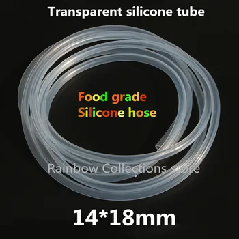 14 * 18 мм 1 метр /лот Прозрачная силиконовая трубка шланг из силиконовой резины Пищевой силиконовый шланг Изображение