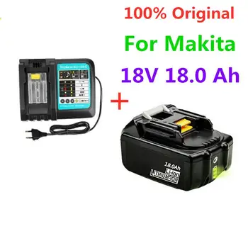 18V18Ah Аккумуляторная Батарея 18000mah Литий-Ионный Аккумулятор Сменный Аккумулятор для MAKITA BL1880 BL1860 BL1830battery + Зарядное устройство 3A Изображение