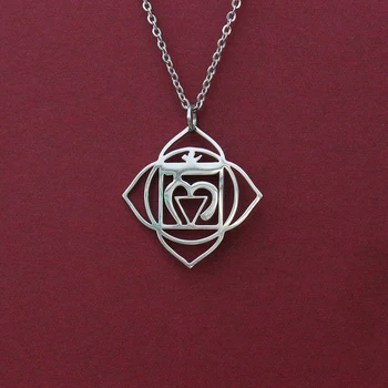 1шт ожерелье из нержавеющей стали с 1-й чакрой, ожерелье с корневой Муладхарой. кулон символизирует инстинкт, выживание и чувство безопасности Изображение
