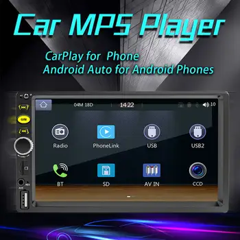 2 Din 7-дюймовый Сенсорный Экран Автомобильного Радио Автомобильный Стерео MP5 Плеер с CarPlay Android Auto Bluetooth AUX USB TF FM Автомобильный Плеер B Изображение