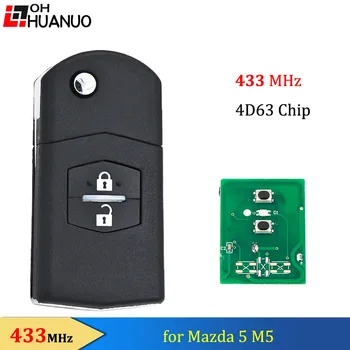 2 Кнопки Smart Remote Control Брелок 433 МГц с чипом 4D63 для Mazda 5 M5 Изображение