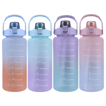 2000 мл Спортивная бутылка для воды для фитнеса на открытом воздухе, портативная герметичная посуда для напитков Изображение