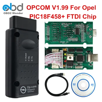 2020 OP-COM V1.99 Для Opel Автоматический Диагностический Инструмент OPCOM OP COM 1.99 PIC18F458 FTDI Чип OBD 2 OBDII Интерфейс Сканера A ++ Auality Изображение