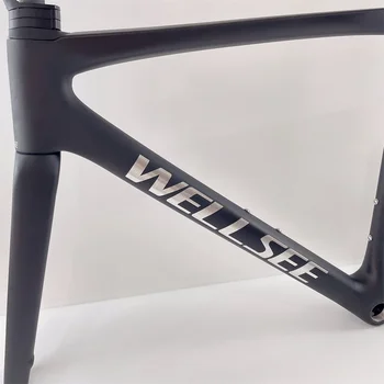 2021 Новая карбоновая рама для шоссейного велосипеда, доступная во многих цветах, подходит как для Di2, так и для механической группы 700C, карбоновая велосипедная рама Изображение