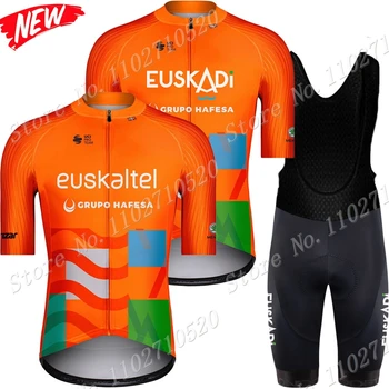 2023 Euskaltel Euskadi Велоспорт Джерси Командный Комплект Оранжевая Одежда С Коротким Рукавом Дорожный Велосипед Нагрудник Шорты Костюм MTB Одежда Майо Ropa Изображение