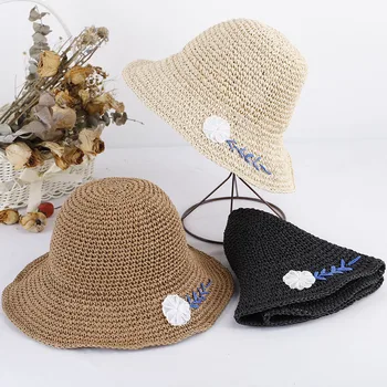 2023 Корейская шляпа пляжные женские шляпы от солнца кепка для гольфа летняя шляпа Женская шляпа соломенная шляпа Панама в радужную полоску солнцезащитные шляпы кепки Изображение