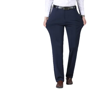 2023 Новые однотонные брюки с драпировкой в британском стиле с высокой талией, Корейские мужские Официальные брюки-блейзеры, Тонкие деловые повседневные брюки для костюмов W14 Изображение