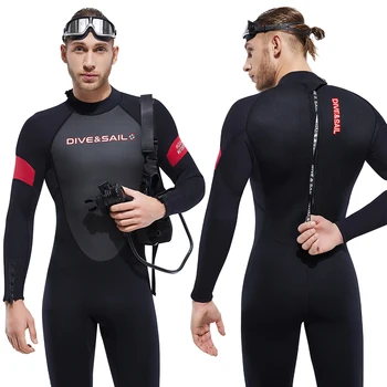 3 мм неопреновый цельный купальник для девочек, костюм для подводного плавания, купальники для подводного плавания, серфинга, защита от солнца, женский гидрокостюм для мужчин Изображение