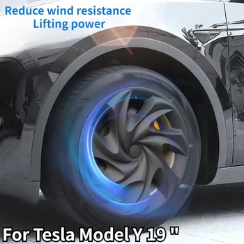 4ШТ Колпачок Ступицы Performance Replacement Колпачок Колеса 19-Дюймовый Автомобильный Колпачок Ступицы Полная Крышка Обода Аксессуары для Tesla Model Y 2023 Изображение
