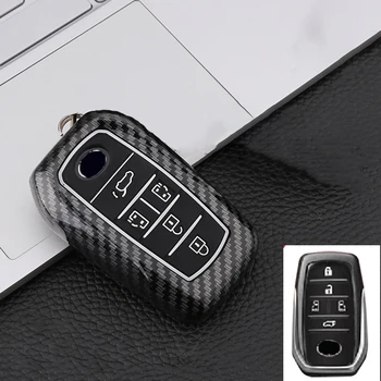 5/6 кнопочный ABS Карбоновый Чехол Для Ключей Автомобиля Чехол для TOYOTA Sienna 2021 2022 Гибридных Автомобилей Alphard PREVIA Voxy Remote Изображение