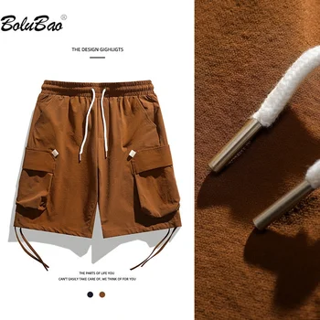 BOLUBAO 2023 Уличные повседневные шорты Мужские из чистого хлопка С большим карманом, тонкие пляжные брюки, Высококачественные дизайнерские повседневные шорты мужские Изображение