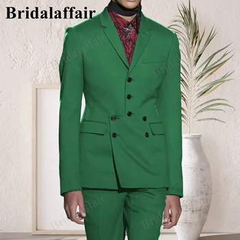 Bridalaffair 16 цветов 5XL (куртка + брюки) Высококачественные брендовые официальные деловые мужские костюмы из 3 предметов, свадебная одежда для жениха, костюм Homme Изображение