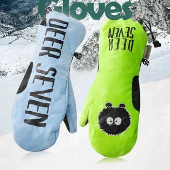 DEER SEVEN Профессиональные сноубордические Лыжные перчатки Детские Водонепроницаемые зимние Теплые Снежные варежки для детей И женщин Катание на снегоходах Изображение