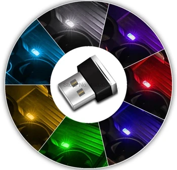 DHL или FedEx 200шт 7 цветов неоновая атмосферная лампа Портативный мини USB светодиодный декоративный светильник для салона автомобиля Изображение