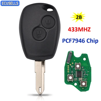 Ecusells 2 Кнопки Полного Дистанционного Смарт-Ключа Автомобиля 433 МГц PCF7946 Чип для Renault Modus Master Kangoo Duster Clio NE73 Неразрезное Лезвие Изображение