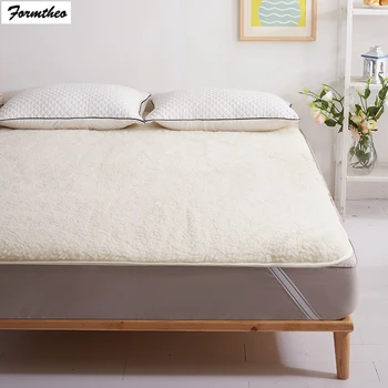 FORMTHEO Австралийский шерстяной коврик для кровати 150*190 см, Утолщенный Теплый Складной Татами, наматрасник, Королева, двойной размер Изображение