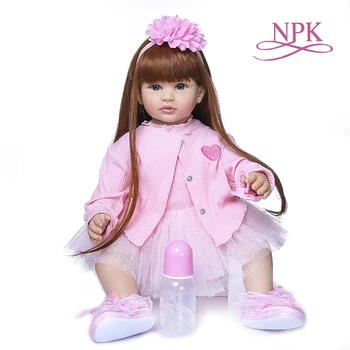 NPK 60 СМ Подарок для девочки Boneca Reborn для малышей, кукла для девочек, Тело из мягкой силиконовой ткани, Реалистичная кукла Bebe Reborn , Изображение