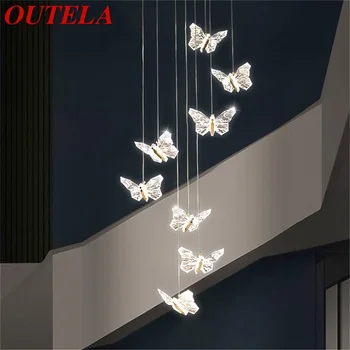 OUTELA Nordic Butterfly, люстры, современные светильники, подвесные светильники для дома, светодиодные для лестничного холла Изображение