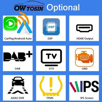 Owtosin Дополнительно Оплачивается за видеорегистратор OBD ADAS Выход HDMI Беспроводной CarPlay Android Auto TPMS IPS экран DSP DAB TV Изображение