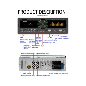 SWM-80A Автомобильный Mp3-плеер, автомагнитола, аудиоплеер, автомобильные принадлежности Изображение