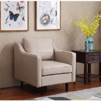 U-Лучшее современное кресло с обивкой из натуральной кожи для гостиной, современный дизайн, роскошные одноместные кресла для отдыха в вестибюле Изображение