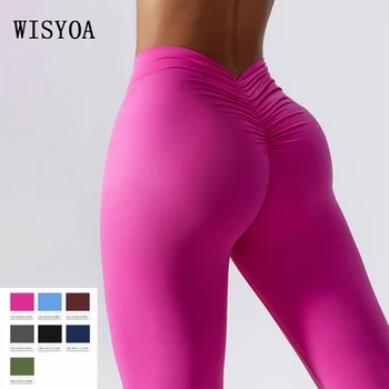 WISYOA, женские штаны для йоги, леггинсы для тренировок в тренажерном зале, тонкие тренировочные брюки для ягодиц с эффектом пуш-ап, одежда для йоги, брюки для бега трусцой Изображение
