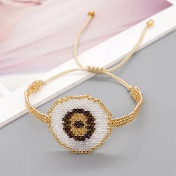 YASTYT Браслет От Сглаза Модные Ювелирные Изделия в Стиле Бохо Miyuki Seed Beads Регулируемые Тканые Браслеты с Круглой Лентой для Женщин Изображение