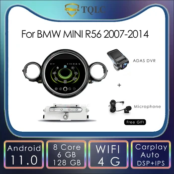 Автомагнитола Android 11 128 ГБ для BMW MINI R56 2007-2014 QLED Мультимедийный видеоплеер Навигация GPS Авто Carplay 2Din Изображение