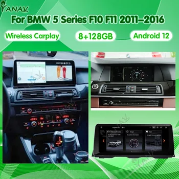 Автомагнитола Android 12 для BMW 5 серии F10 F11 2011-2016 12,3-дюймовый мультимедийный плеер с GPS-навигацией, Автостерео, беспроводной Carplay Изображение