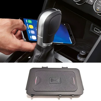 Автомобильное беспроводное зарядное устройство QI для VW T-Cross T-Roc Jetta MK7 Teramont Phideon 15 Вт быстрое зарядное устройство для телефона зарядная панель pad держатель телефона Изображение