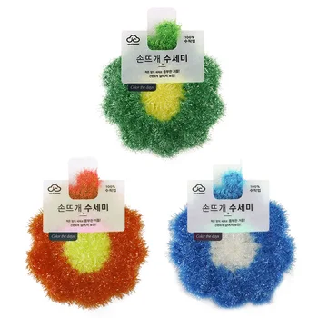 Акриловое полотенце для мытья посуды в форме цветка, салфетка для чистки кухни, салфетка для мытья посуды в корейском стиле с утолщенным антипригарным покрытием Изображение