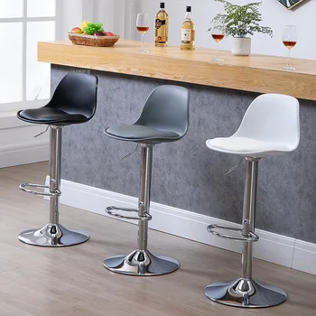 Барные стулья с поворотной спинкой на стойке регистрации в скандинавском стиле, современная минималистская мебель для дома, высокие барные стулья, Барный стул для кухни ресторана Изображение