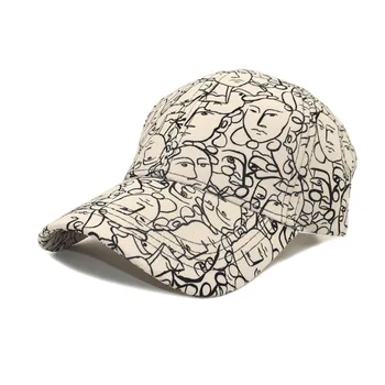 Бейсбольная кепка с мультяшным портретом 2023, Геометрическая Шляпа папы для женщин, мужские шляпы в стиле хип-хоп с граффити, Солнцезащитные кепки для улицы Изображение