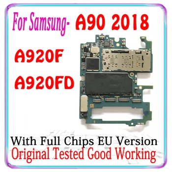 Бесплатная Доставка Оригинал для Samsung Galaxy A90 2018 A920F A920FD Материнская плата с двумя 2 Sim-картами 128 ГБ Логические Платы с чипами MB Изображение