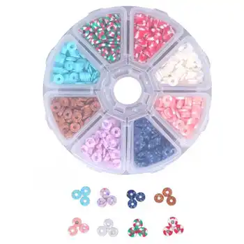 Бусины для браслета, плоские глиняные бусины разных цветов для поделок, для браслетов, для ожерелий Изображение
