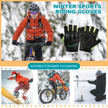 Велосипедные перчатки на полпальца, амортизирующие противоскользящие перчатки для рук, Дышащая защита для занятий спортом на открытом воздухе, скалолазанием Изображение