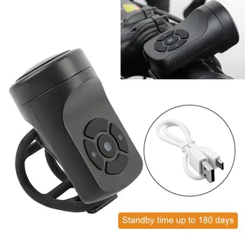 Велосипедный звонок, перезаряжаемый USB-электрический рожок для велосипеда, кольцо из черного ABS-динамика, Аксессуары для велосипеда, Громкий сигнал тревоги на руле Изображение