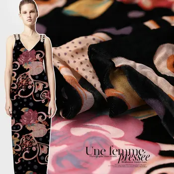 Весенне-зимняя шелковая бархатная ткань с принтом Burnout для шелкового велюрового платья Изображение