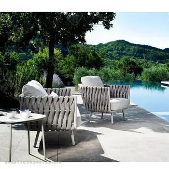 Вилла в скандинавском стиле Для отдыха, ротанговое кресло, диван, балкон, Открытый Внутренний двор, сад, Открытый Ротанговый диван, Комбинированный Одноместный Изображение