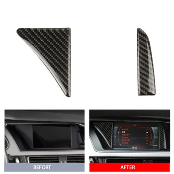 Внутренняя отделка рамы GPS-навигатора из настоящего углеродного волокна для Audi A4 B8 2009 2010 2011 2012 2013-2016 A5 2008-2017 Изображение