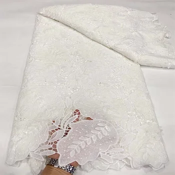 Вырезанный лазером Бархат, вышивка, Гипюровое кружево, Высококачественная Африканская Французская ткань С блестками, новейшая традиционная одежда 2023 года Изображение