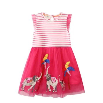 Детская юбка, летняя новинка 2023, Европейская и американская детская одежда, Милое сетчатое платье для девочек Изображение