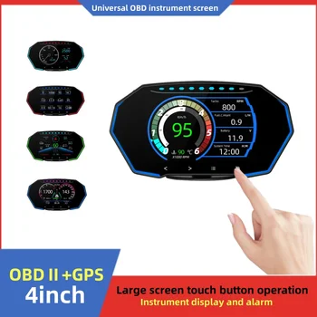 Диагностическая охранная сигнализация HUD с ЖК-дисплеем на лобовом стекле автомобиля OBD2 + GPS с двойной системой градиентной сигнализации превышения скорости, Электронные детали Изображение