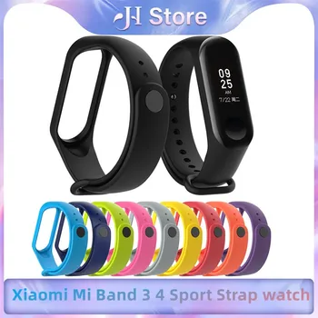 Для Xiaomi Mi Band 3 4 Спортивный ремешок часы Силиконовый ремешок на запястье Для xiaomi mi band 3 4 браслет Mi Band 4 3 Ремешок Смарт-браслет Изображение