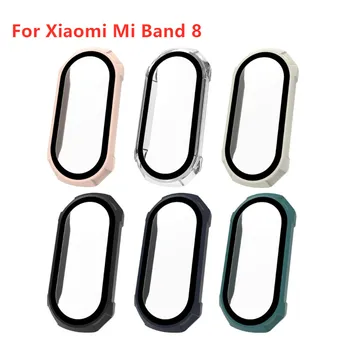 Для смарт-часов Xiaomi Mi Band 8 Защитный чехол для ПК + Защитная пленка для экрана из закаленного стекла, полное покрытие чехлов для бамперов Изображение