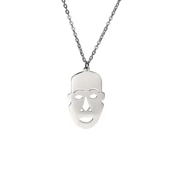 Европейская мода Религиозный портрет Ожерелье с полым кулоном Преувеличенная Мужская голова ожерелье из нержавеющей стали для продажи Изображение