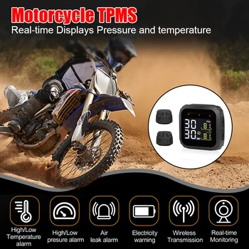 ЖК-дисплей, беспроводная система TPMS для мотоцикла в режиме реального времени, Водонепроницаемые внешние датчики, Цифровая система контроля давления в шинах M3 Moto Изображение