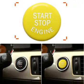 Желтая крышка переключателя запуска двигателя автомобиля, подходящая для BMW E-Chassis E46 E60 E90 E92 Изображение